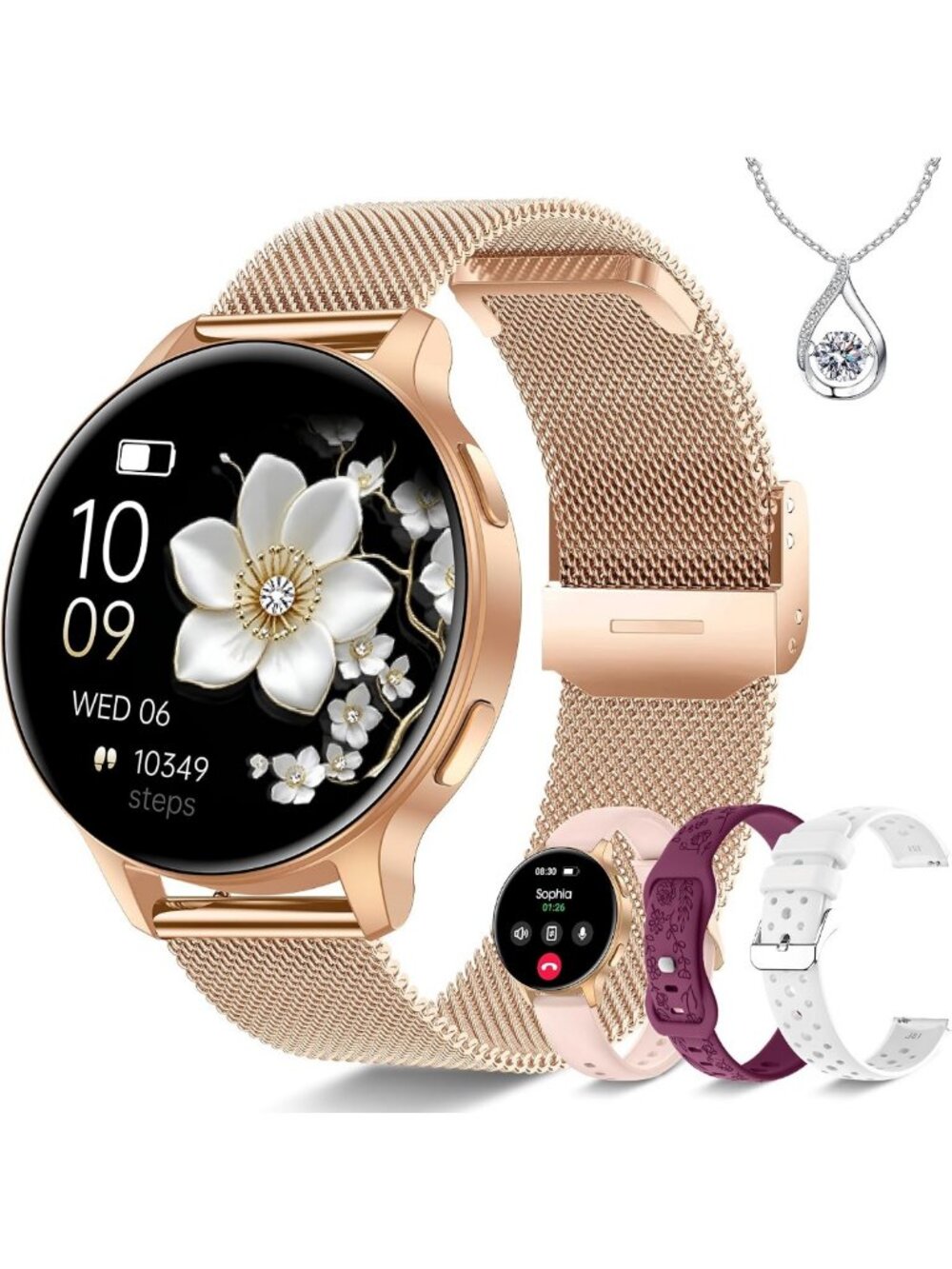 Stylish 1.27" HD Smart Watch for Women, Fitness Tracker, Heart Rate Monitor
